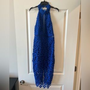 Blue Bardot lace dress